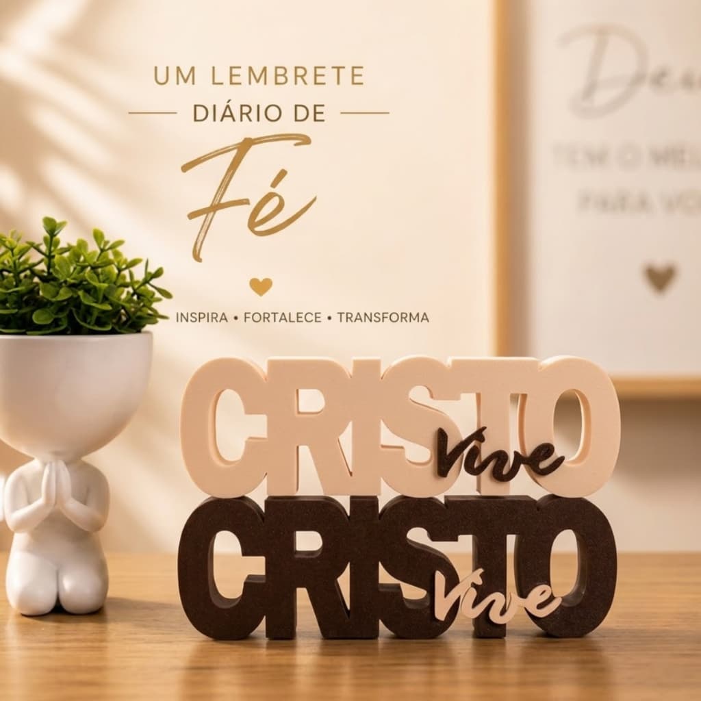 Decoração Letreiro Cristo Vive Placa Decorativa Para Quarto Sala Escritório Hall de Entrada Ideal P/ Presente tam G 18cm