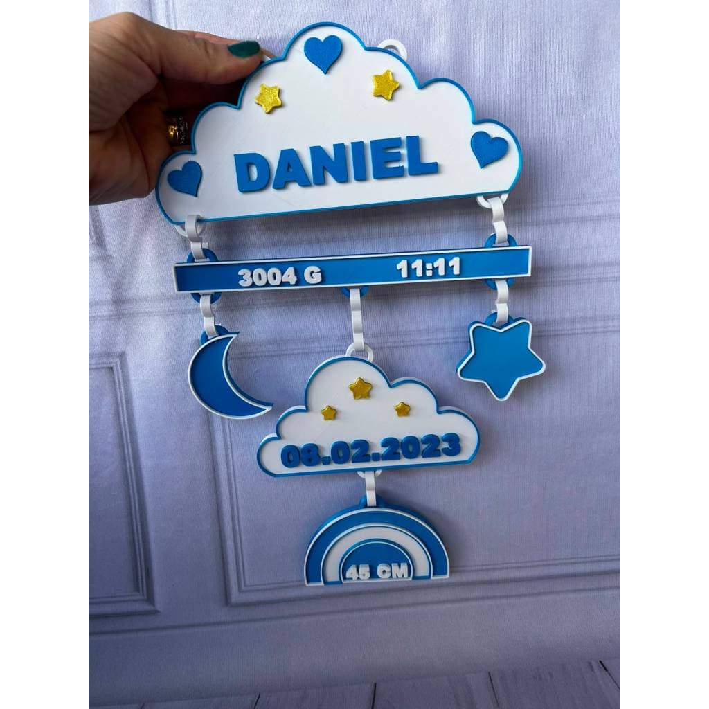 Plaquinha Maternidade Personalizada com Dados do Bebê I Decoração quarto do bebe