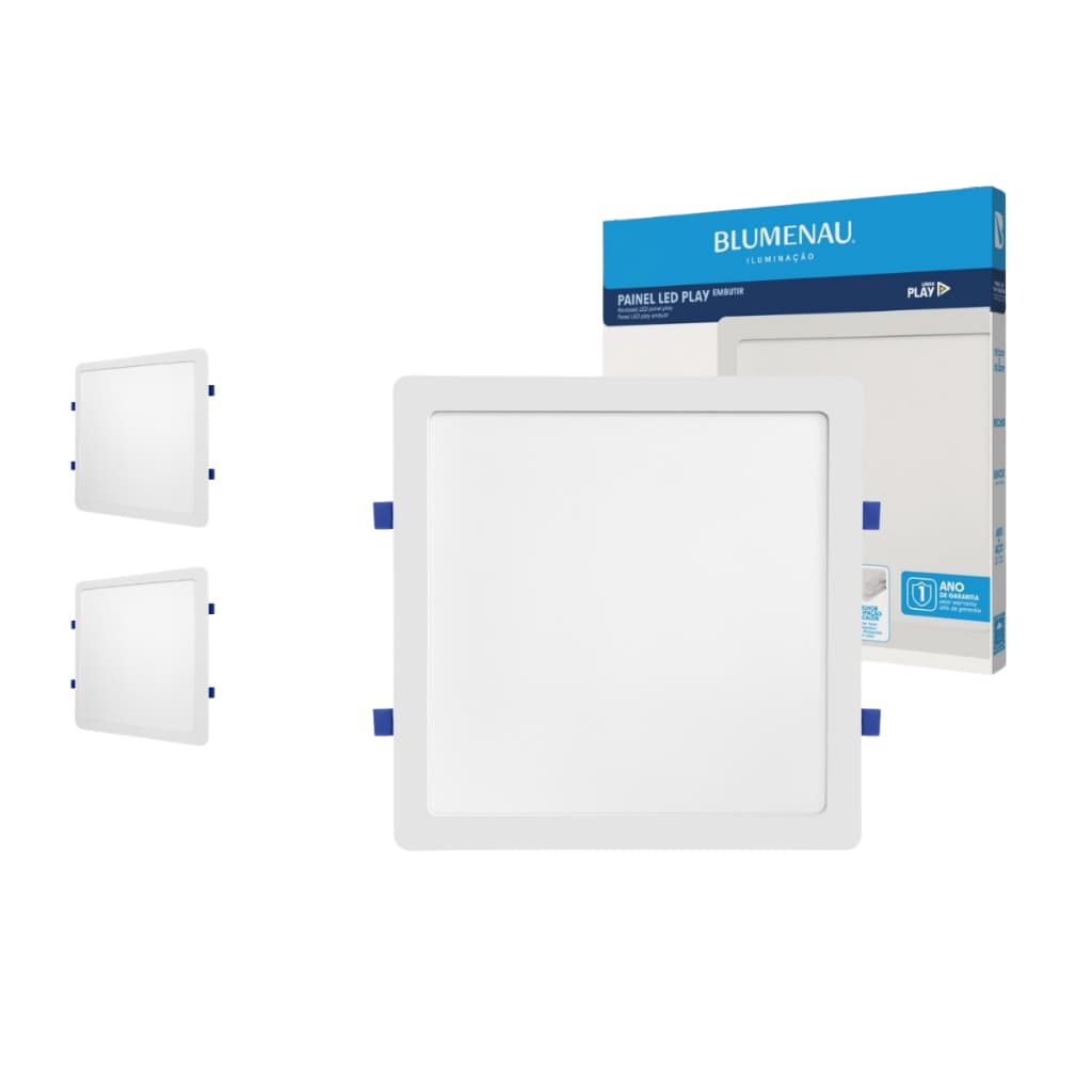 kit 2 Painel Plafon Quadrado Embutir 24w Play 6500k 4000k 3000k Blumenau Iluminação Bivolt