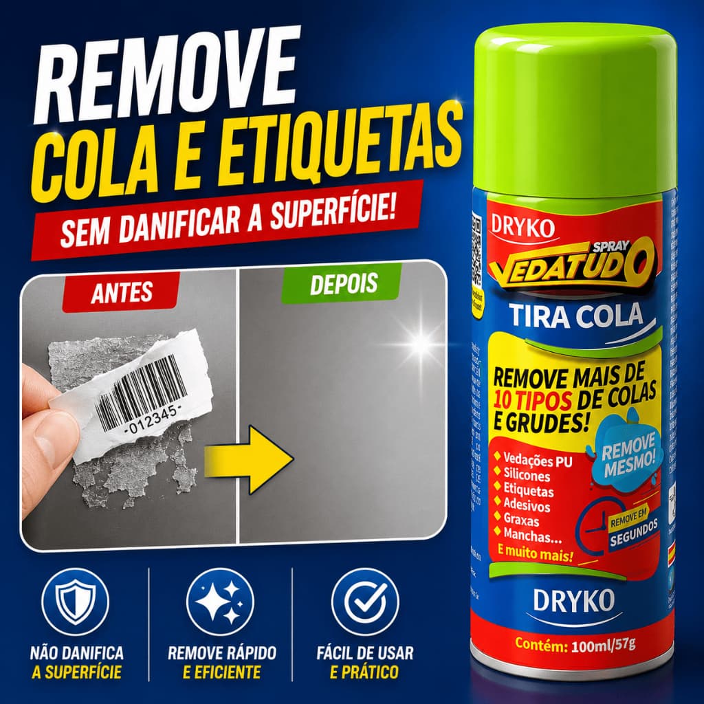 Spray Tira Cola Dryko 100ml Remove Cola Etiqueta Adesivo Graxa