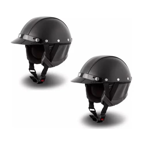 Kit 2 Capacetes Pro Tork Coquinho Custom Vintage Retro Couro Moto Scooter Bike Elétrica Tamanho Único
