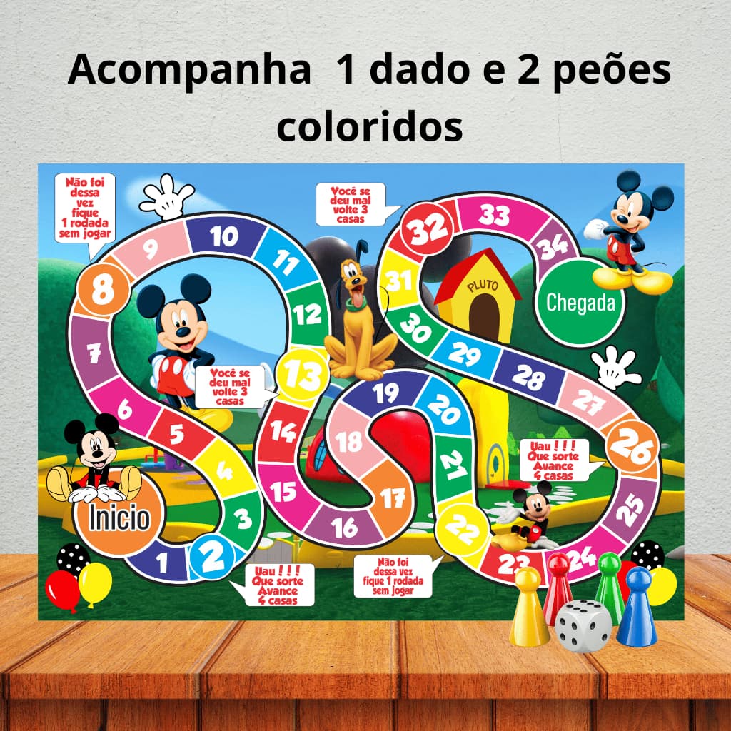 Jogo de tabuleiro para lembrancinha de aniversário/ kit festa/ personalizados - TURMA DO MICKEY