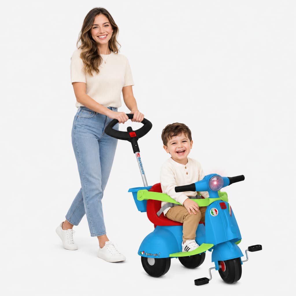 Triciclo Infantil Menino Bandeirante Com Luz Som Até 30kg com Som e Luz 2 em 1