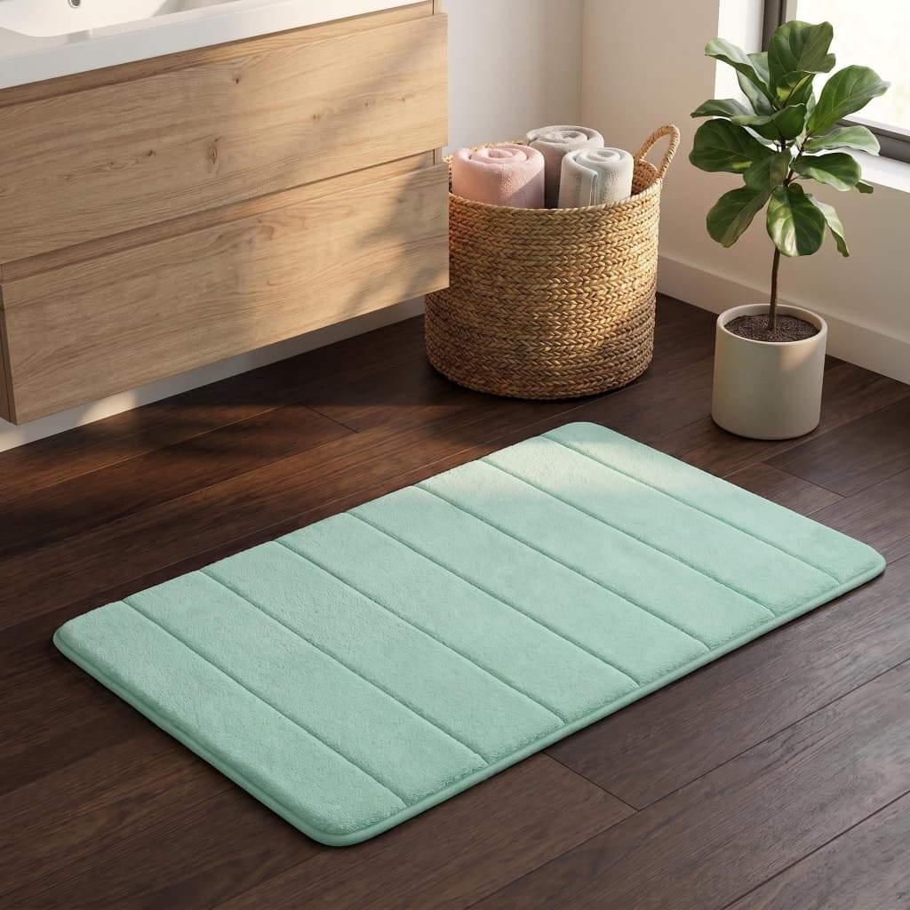 Tapete de Banheiro Ultra Macio 60x40cm Super Absorvente Antiderrapante Base de Borracha Antiescorregadia
