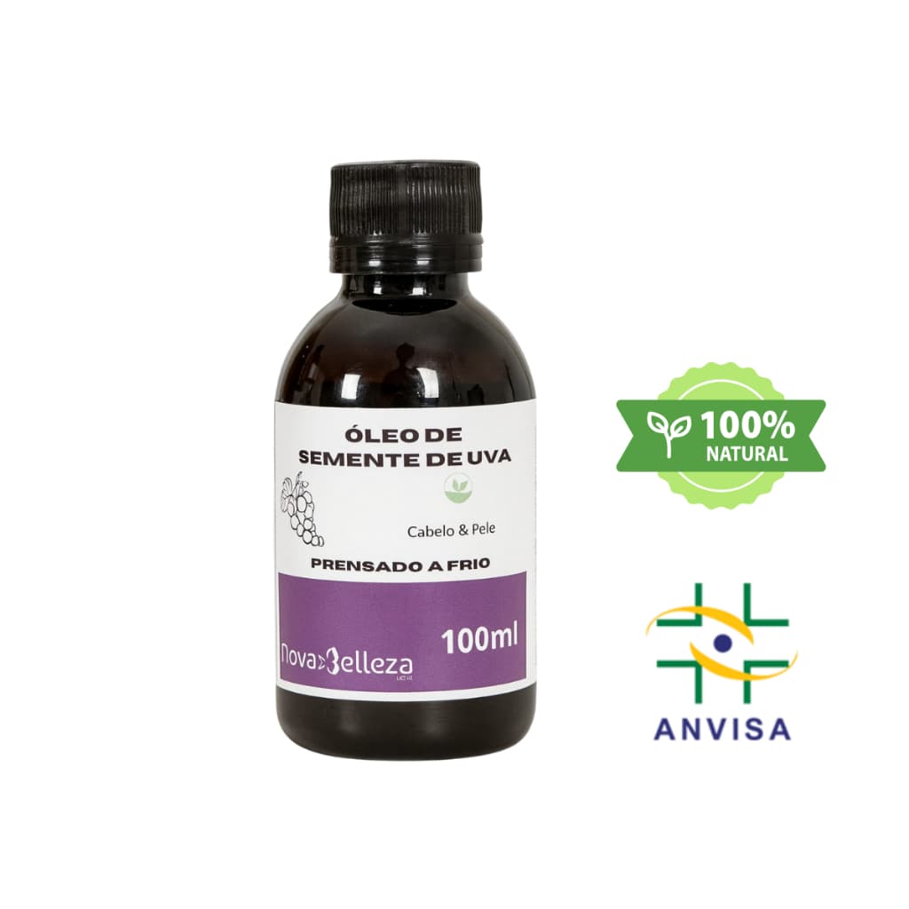 Óleo Vegetal de Semente de Uva 100% Puro para Cabelo Cacheado Umectação Capilar  100ml