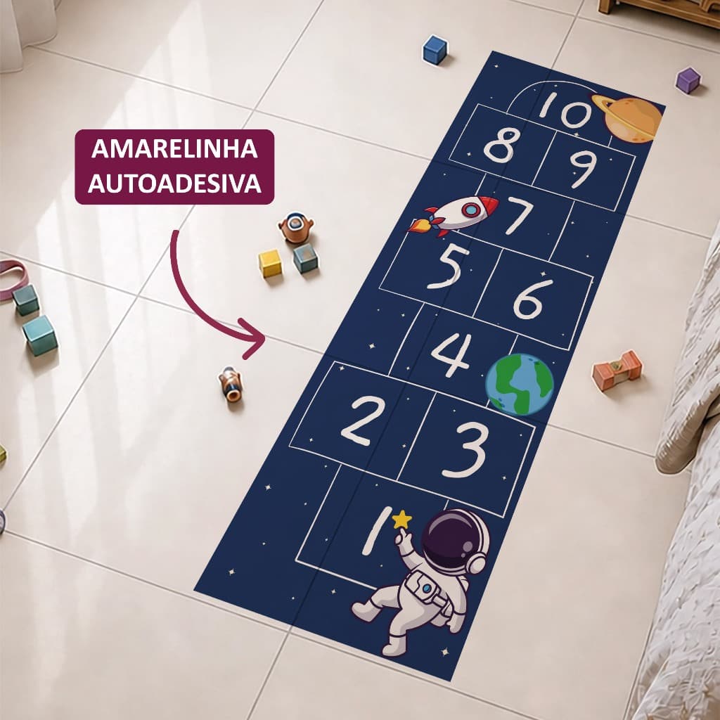 Amarelinha Adesivo de Chão Decoração Quarto Infantil, Escola Desenvolvimento Vários Temas