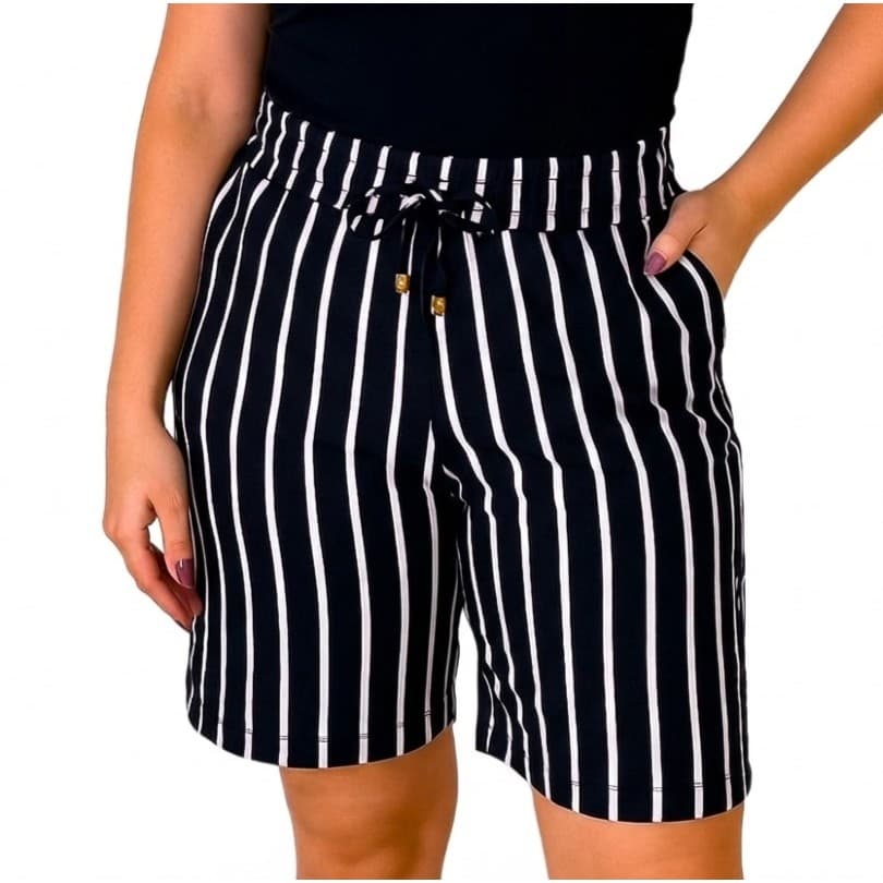 Bermuda Feminina Listrada em Liganet Estilo Casual Dia a Dia | M ao G3