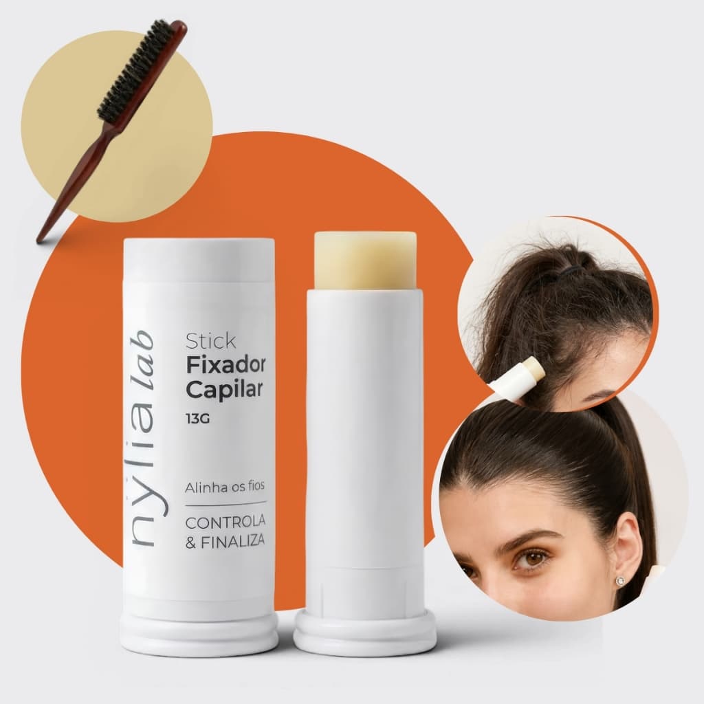 Cera Pomada Modeladora Capilar Stick Antifrizz Em Bastão Para Babyhair Penteado Com Escova