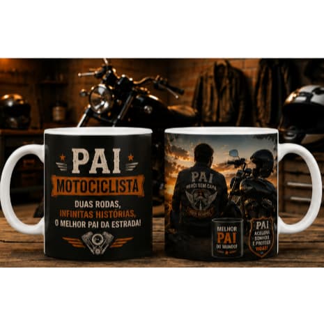 Caneca Pai Motociclista 325ml Presente Criativo Dia dos Pais Herói da Estrada Cerâmica Personalizada