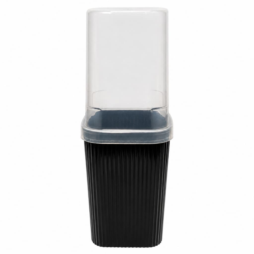 Porta Escovas com Tampa Organizador Banheiro Plasútil 21cm Preto / Branco