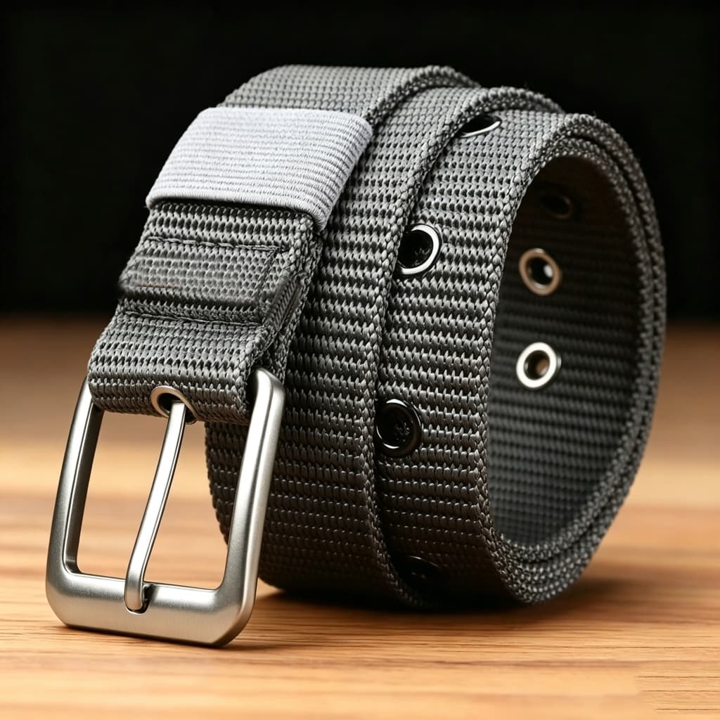 Cinto De Lona Respirável Masculino – Fivela Pin-Lock E Design Moderno De Ilhós Para Caminhadas/Academia/Comuta , Preto