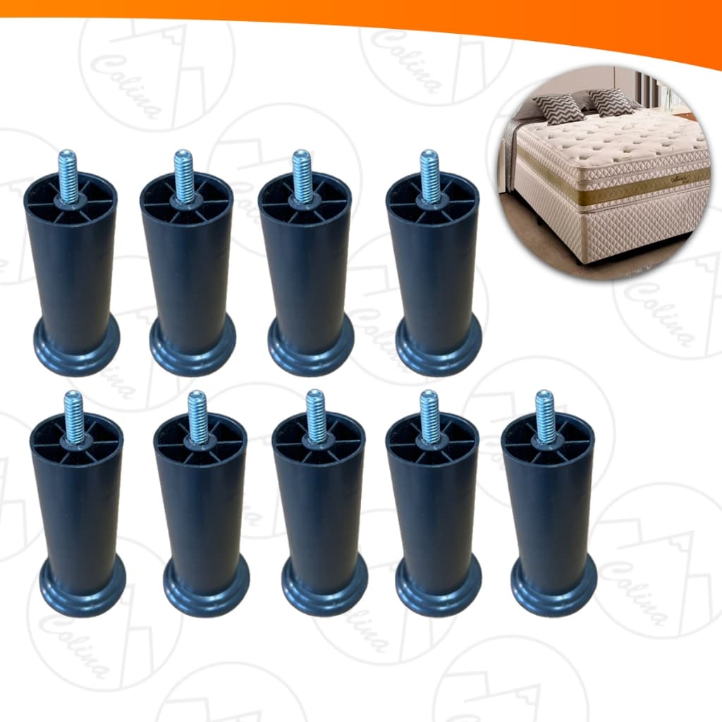 Pés de Cama Box 12cm Universal Com Parafuso Pezinho Plástico Reforçado Importadora Util