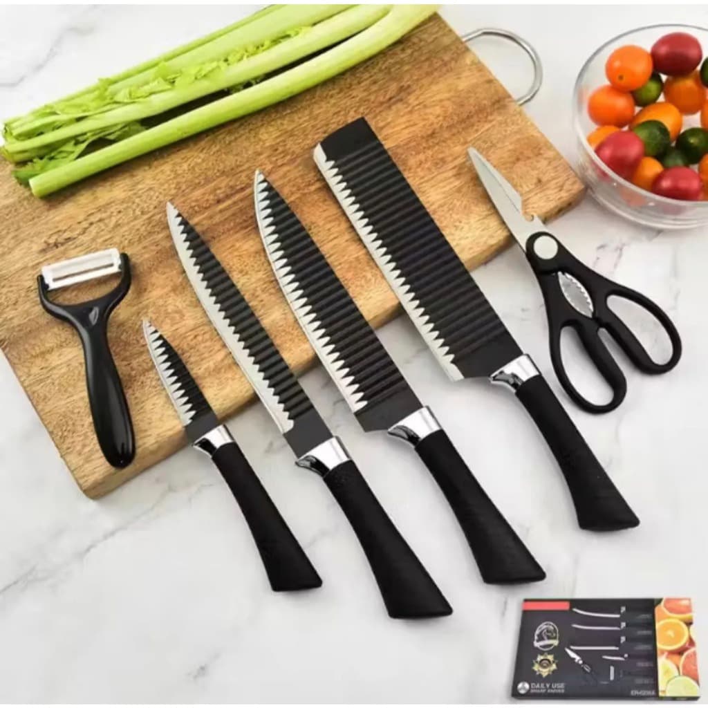 Kit C/6 Peças Churrasco Conjunto De Facas Aço Inox Clink