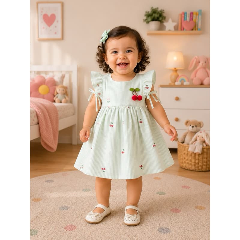Vestido Infantil cerejinha (tamanho 6 a 12 meses) Várias cores/Festa/Princesinhas/Meninas/Luxo