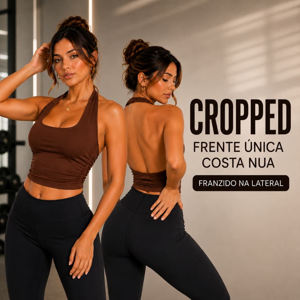 Top Frente Única Feminino Suplex Costa Nua Franzido Lateral Forrado no Busto