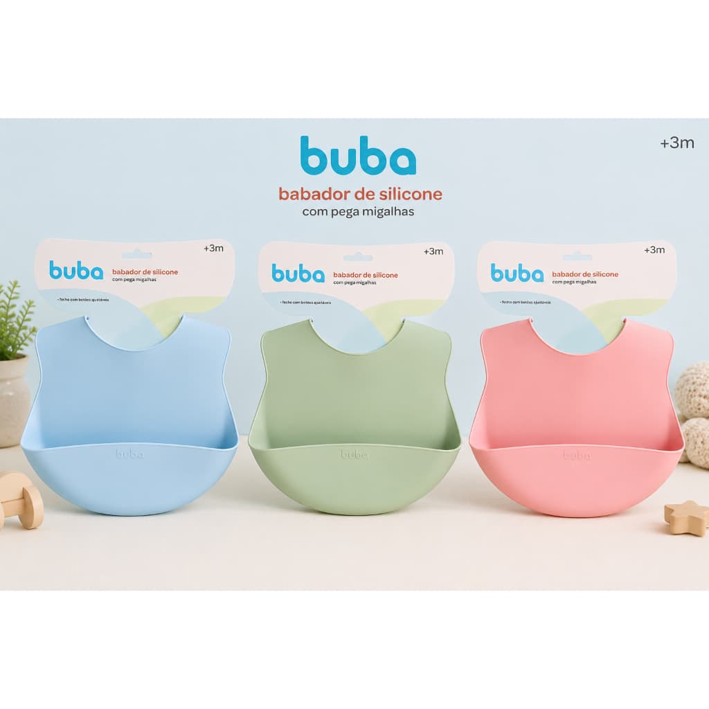 Buba Babador Pega Migalhas Em Silicone Rosa / Azul / Verde