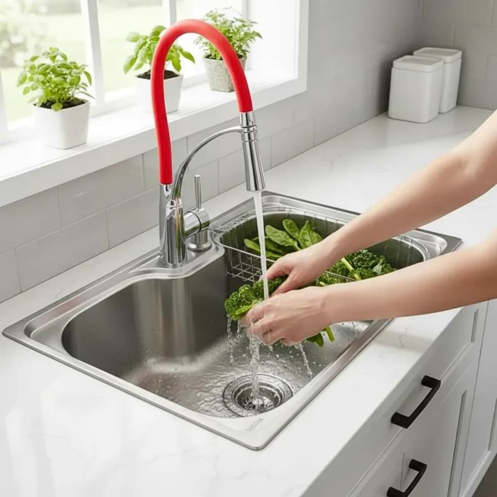 CUBA COZINHA 50X40CM AÇO INOX ESCOVADO COM TORNEIRA GOURMET