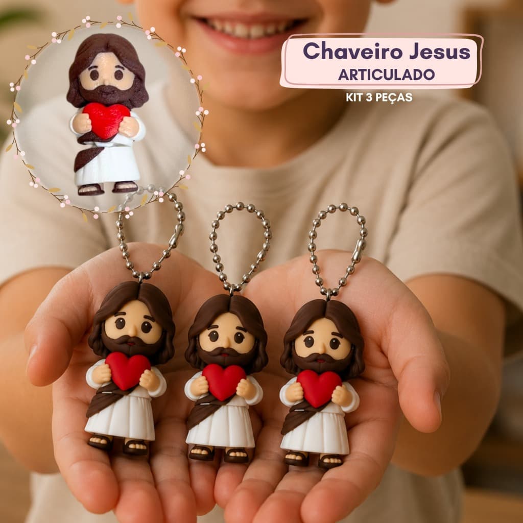 Kit Chaveiro Jesus com Coração | Lembrancinhas Religiosas | Igrejas e Células / Pronta Entrega