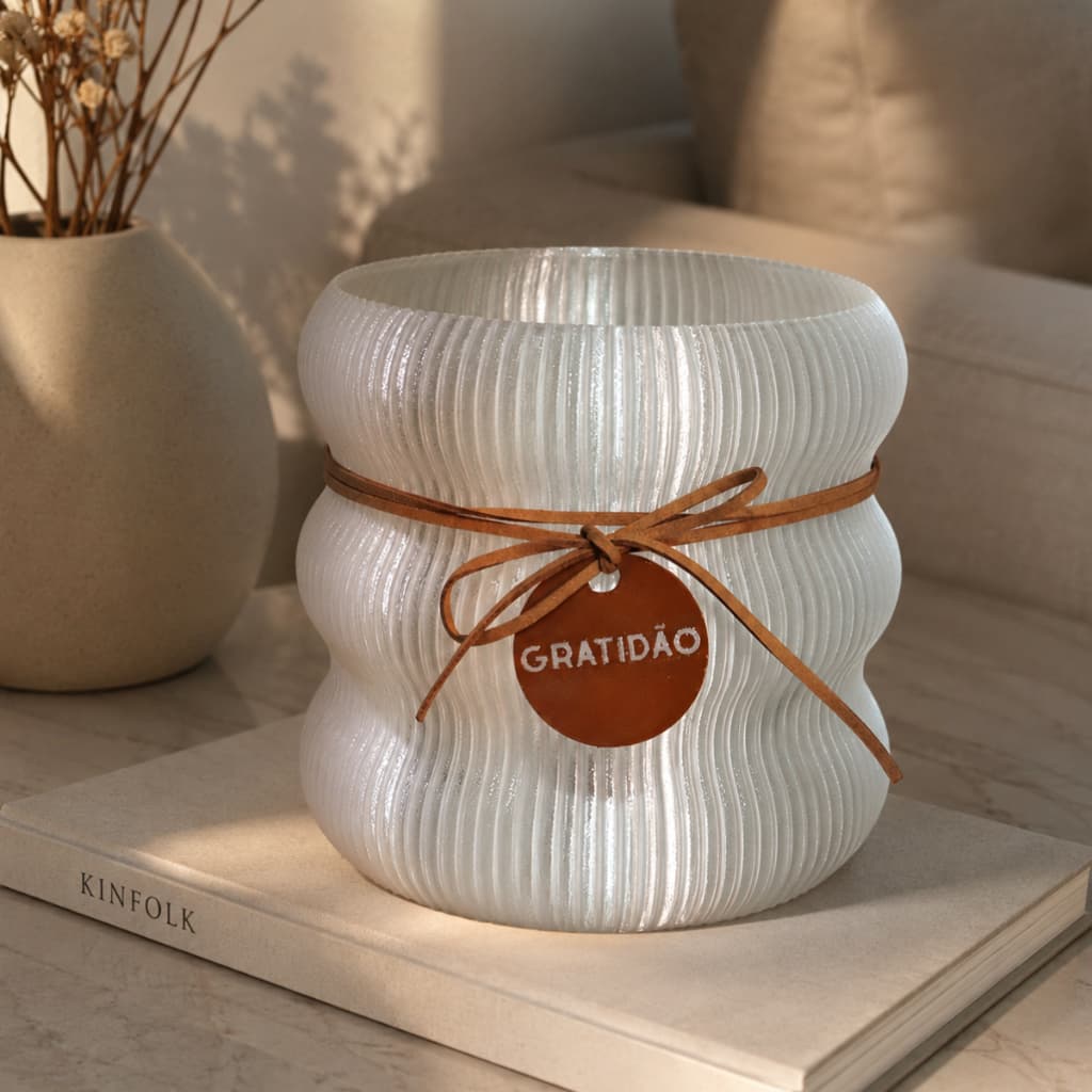 Vaso da Gratidão Decorativo com Bilhetes Bloco e Caneta Presente Criativo Decoração Moderna