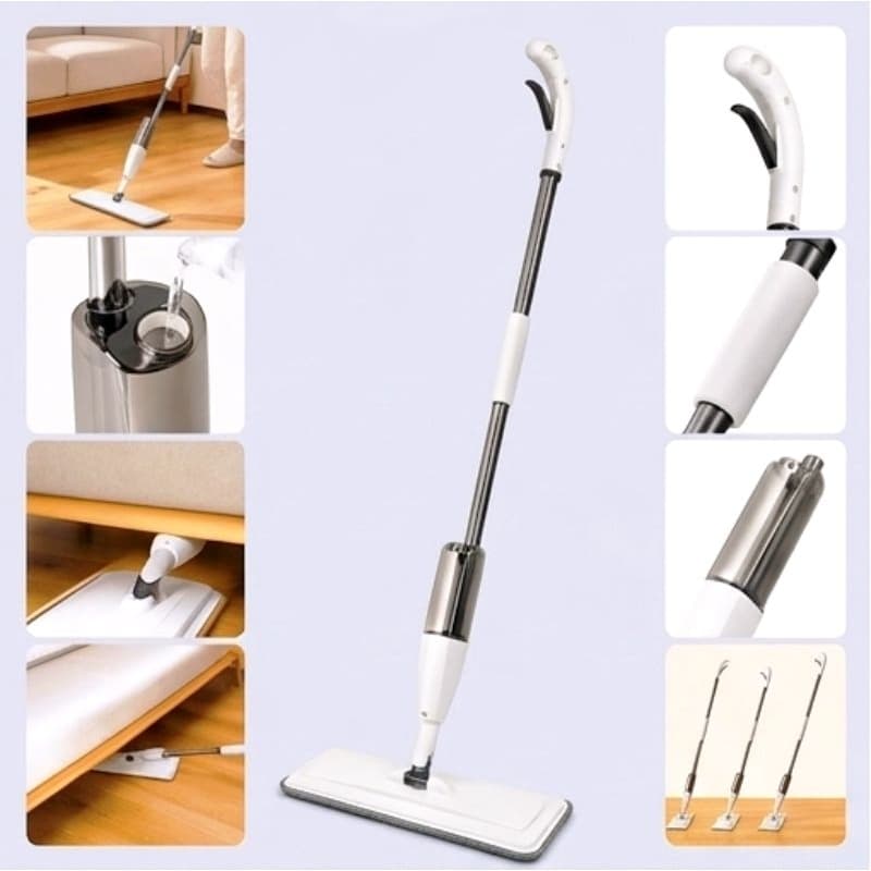 Mop Spray Com Reservatório E Rotação 360 Para Limpeza Alta Absorção Pano Substituível Gatilho Pulverização Seco/Úmido