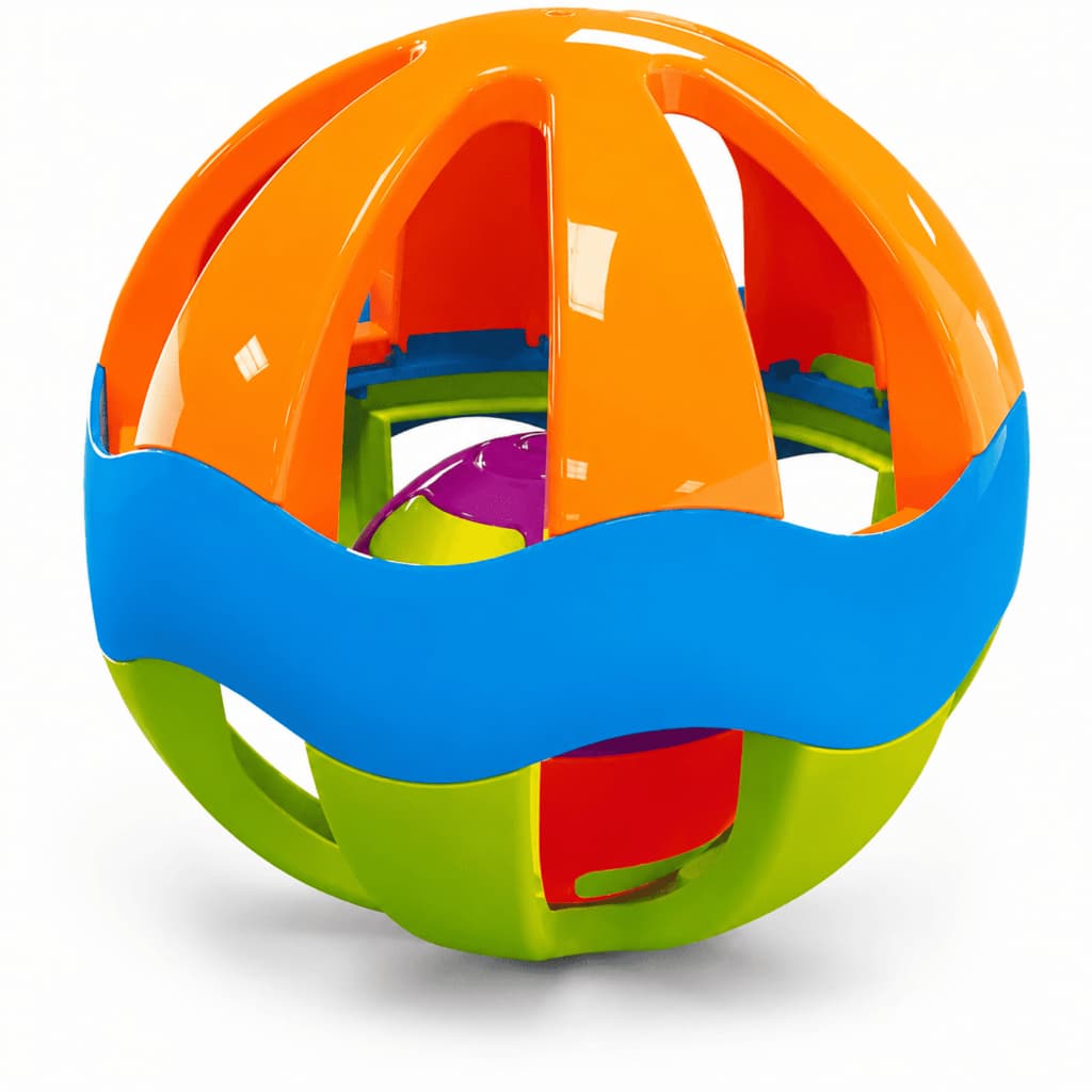 Bolinha Chocalho JP Brink Bola Sensorial Educativa para Bebê Colorida com Chocalho Interno +2 Meses