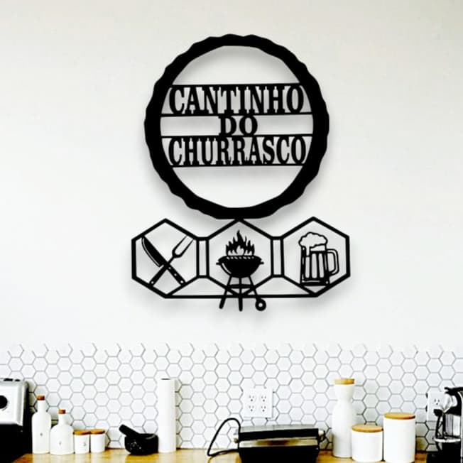 Kit Cantinho do Churrasco 2 Peças 35cm Mdf 3mm decoração de parede para área gourmet