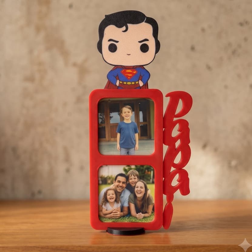 Porta Bottons Dia dos Pais 2x de 50x50mm Super-Herói Papai imã geladeira ou apoio na mesa Criativo Estilo Geek Presente