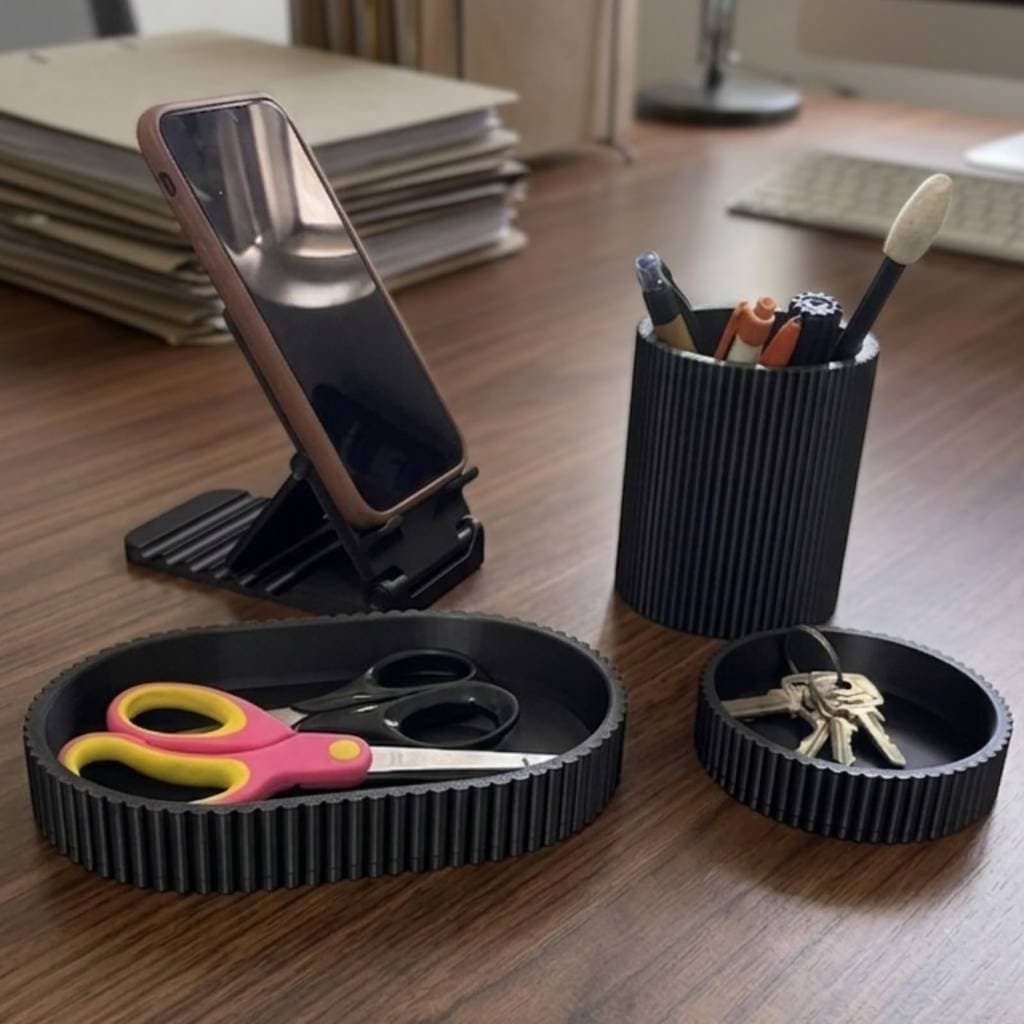 Kit 4 Peças para Mesa de Escritórios + Suporte Para Celular + Porta Clips + Porta caneta + Porta objetos