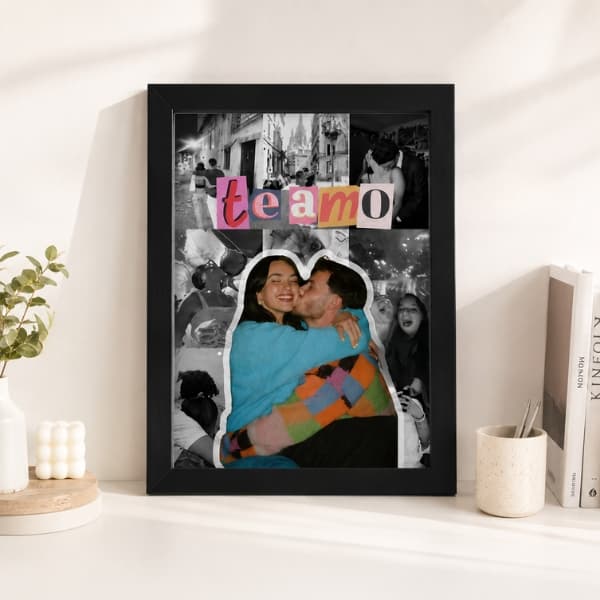 Quadro Personalizado Presente para Casal Moldura em Madeira
