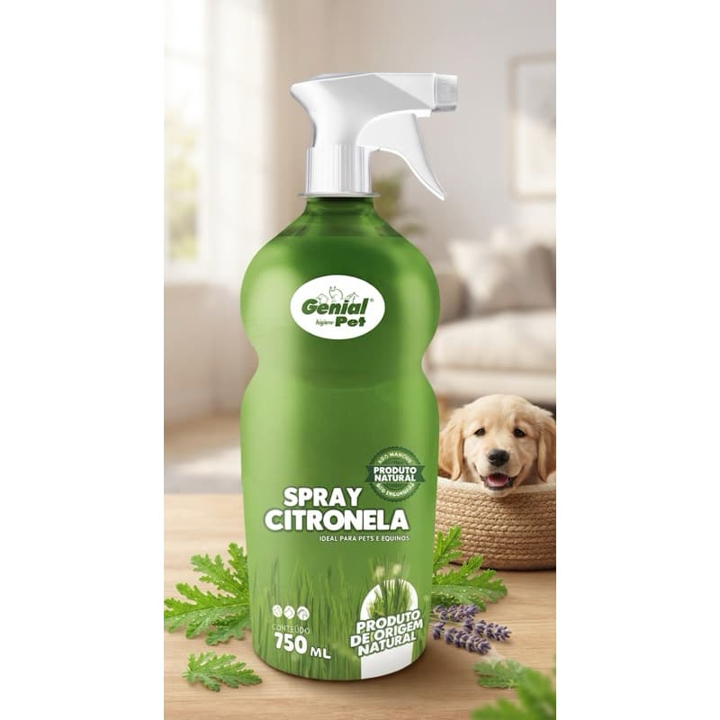 Deo Colônia Spray Citronela Pet 750ml para Cães e Gatos Higiene e Perfume Ambiental