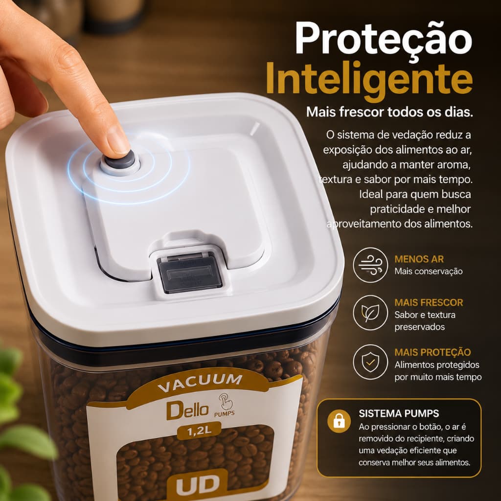 Potes Herméticos Vacuum Pumps com Vedação a Vácuo Organizador de Alimentos BPA Free 750ml a 3,7L