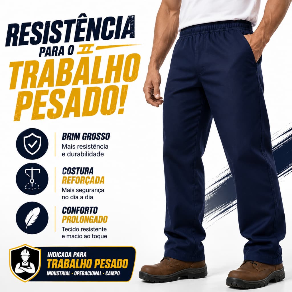 Calça para Trabalho De Brim Grosso Reforçada Uniforme Mecanico Metalúrgica Pedreiro Eletricista