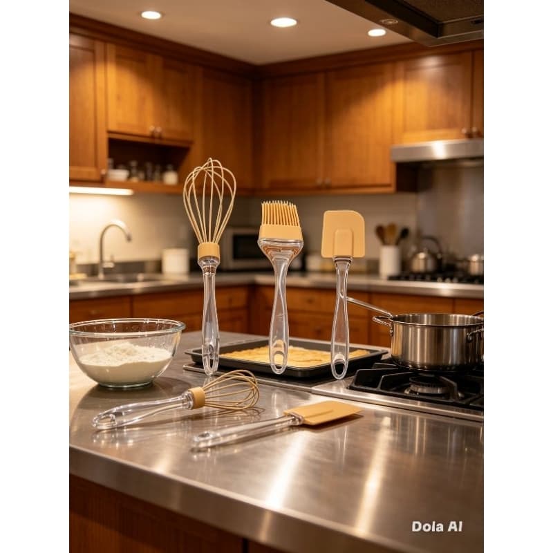 Conjunto Utensilios Cozinha Silicone 3 Pecas Resistente Design Moderno Laranja