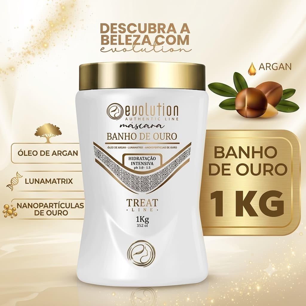 Máscara Hidratação Evolution Banho de Ouro 1KG | Envio Imediato