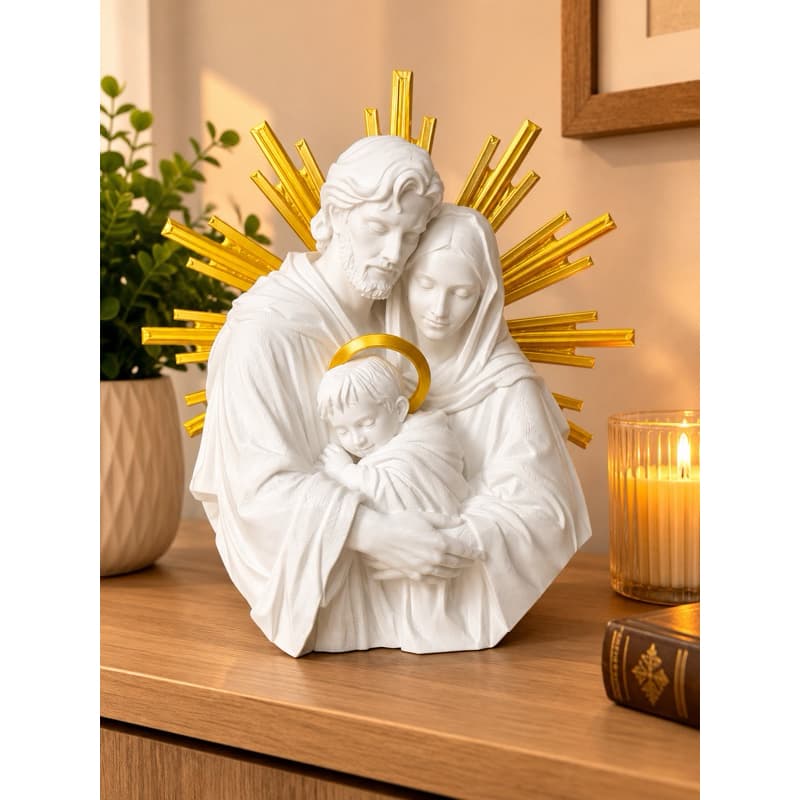 Imagem Sagrada Família Decoração Religiosa de Luxo para Lar Proteção e Bênção