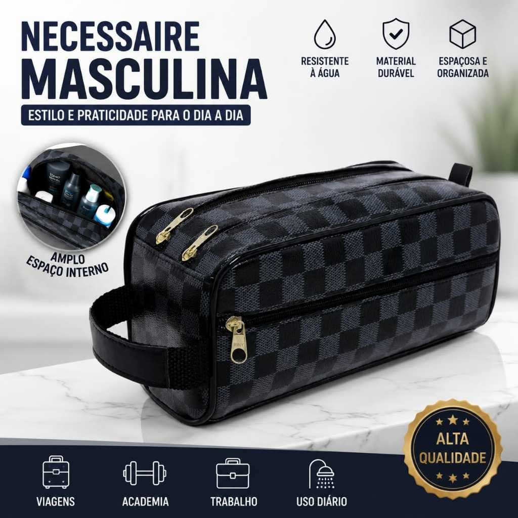 Neceser ,Unisex ,Grande Multifuncional, Com 3 Ziper, Dia  Dia