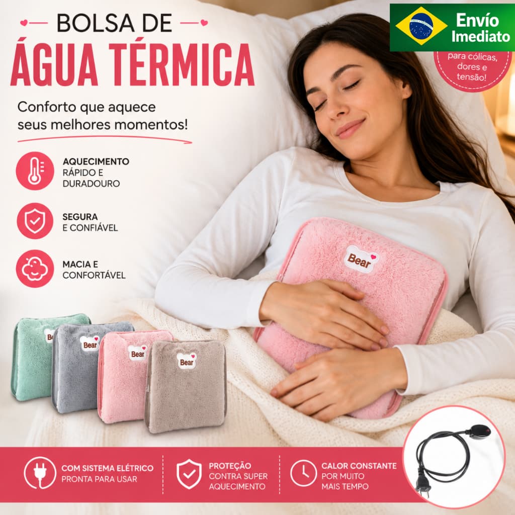 Bolsa Água Quente Elétrica, Bivolt, Alivia Dores, Cólicas, Ciático, lombar, Carregamento Rápido