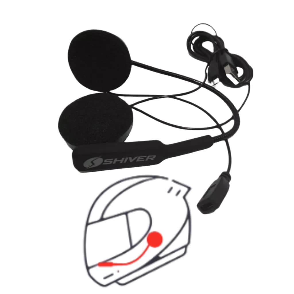 Fone De Ouvido Para Capacete de Moto e Bike Interno Bluetooth 5.0 Shiver S6 Com Microfone Universal