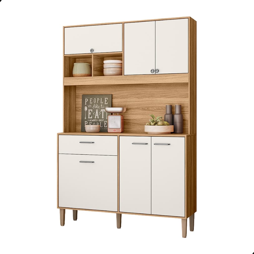 Armario De Cozinha Compacto 120 Cm 6 Portas E 1 Gaveta com pé