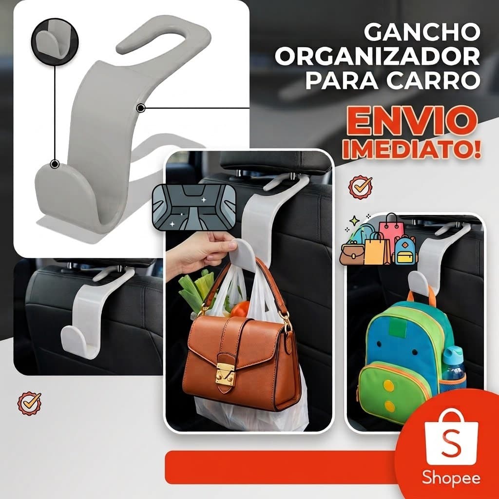 Gancho para Bolsa de Carro Encosto do Banco Suporte Organizador Multifuncional para Mochila Sacolas e Acessórios