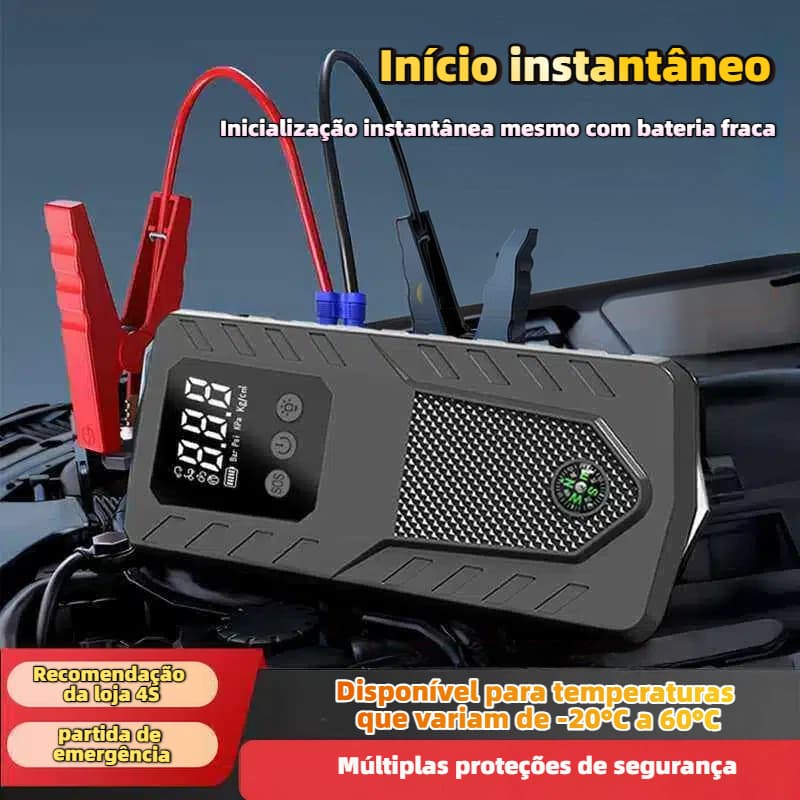 Bomba de ar para carro,auxiliar de partida de emergência com carregador de reserva integrado,auxiliar de partida intelig