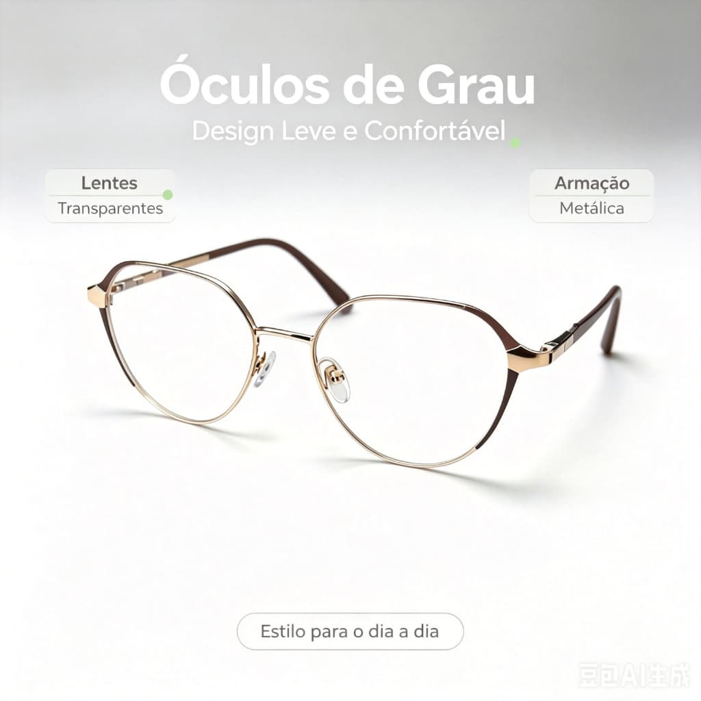 Óculos Feminino Armação Metálica Leve Modelo Geométrico Elegante Uso Diário Trabalho Escola Lentes Transparentes