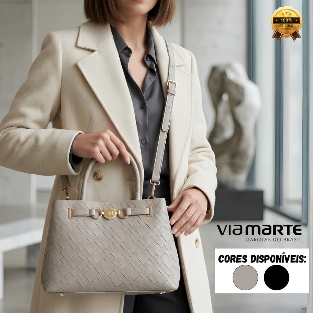 Bolsa Feminina Via Marte Tote Estruturada Original Grande com Divisórias Internas
