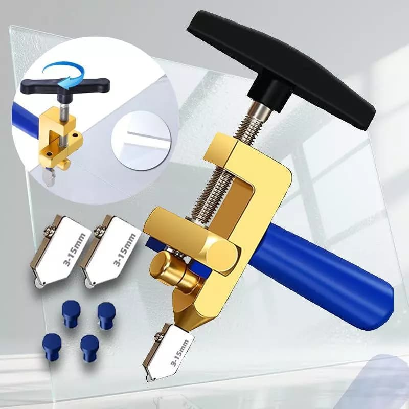 Riscador Manual para Azulejo e Vidro – Corte 3-15mm, Roda de Tungstênio