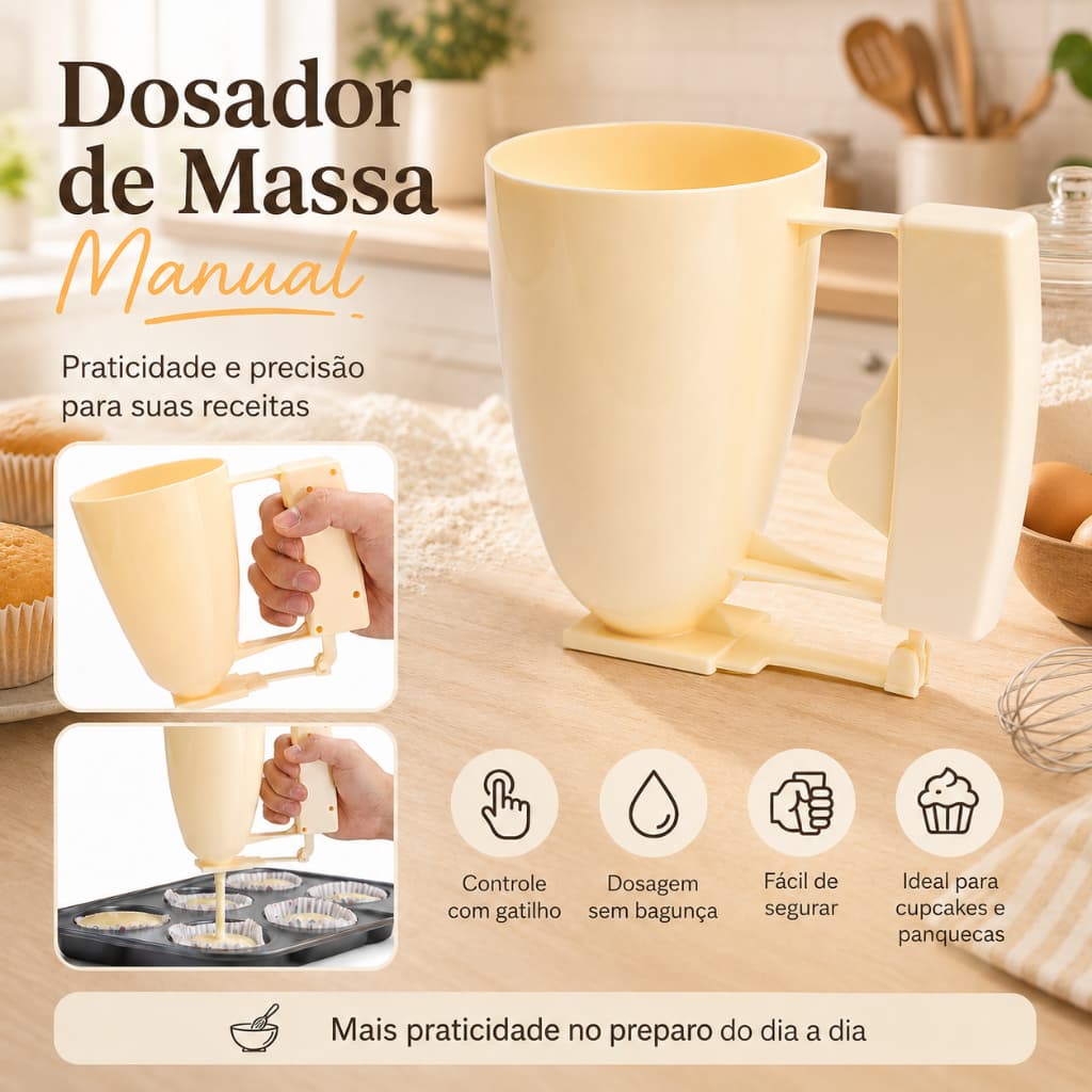 Funil Dosador Dispenser  De Massas Panquecas Bolo Cupcakes