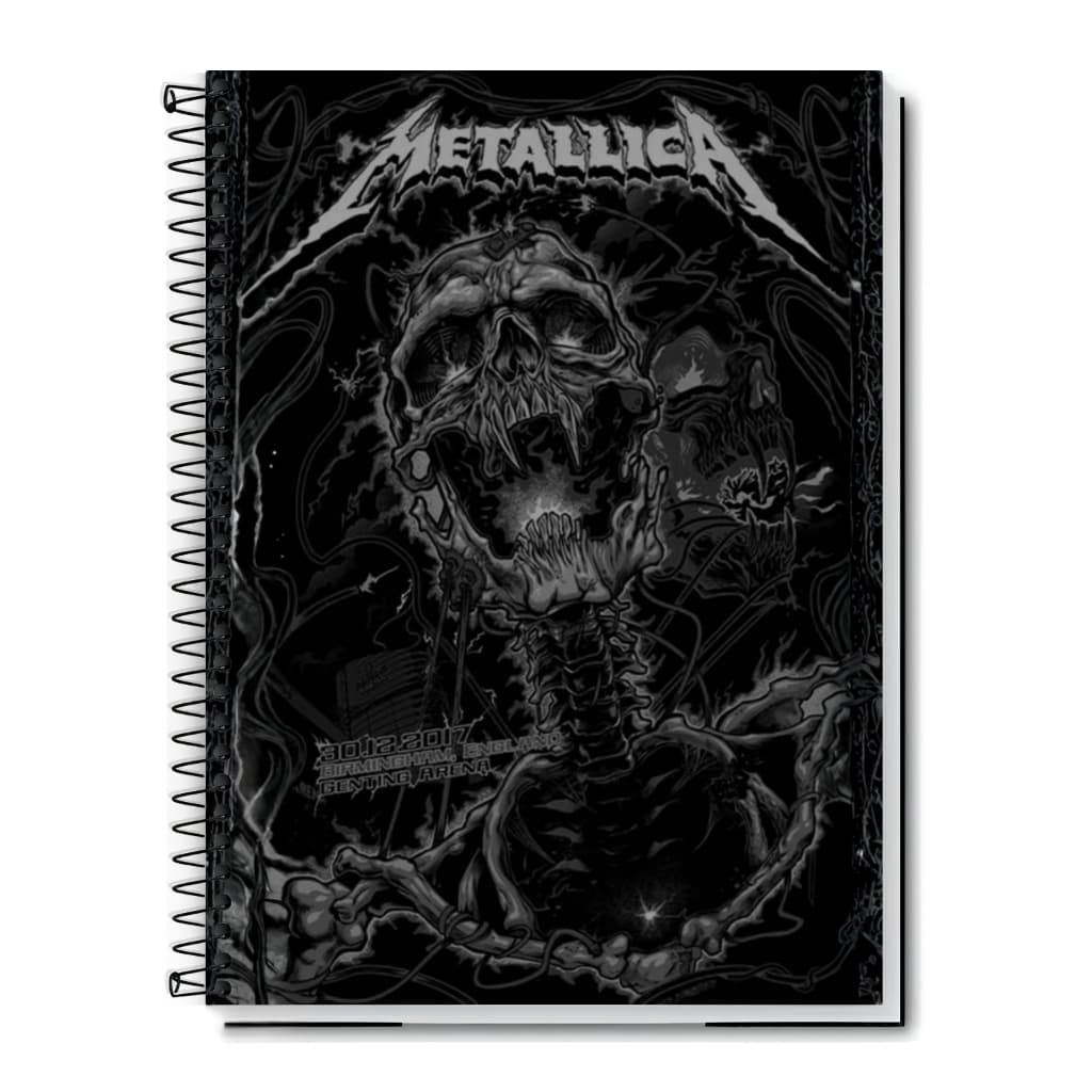 Caderno Universitário Metallica | Rock | Capa Dura & Espiral 1,10,15 e 20 Matérias