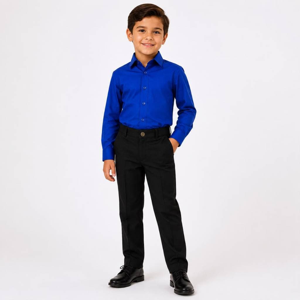Calça Preta Camisa Azul Royal Casamento Pajem Formatura Social Menino Infantil