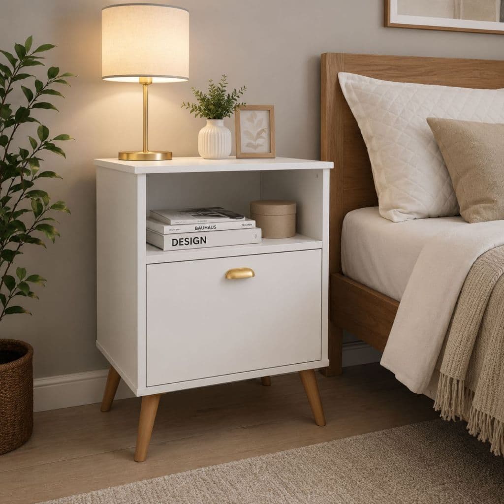 PROMOCAO Criado Mudo Mesa Cabeceira Gaveta Compacta Ideal Nicho Quarto Moderno Decoração Retrô
