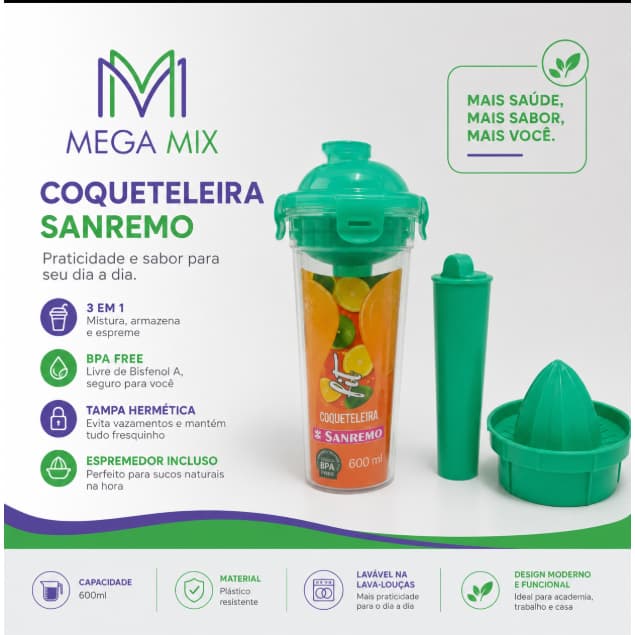 Coqueteleira Sanremo Com espremedor de frutas e armazenamento de gelo