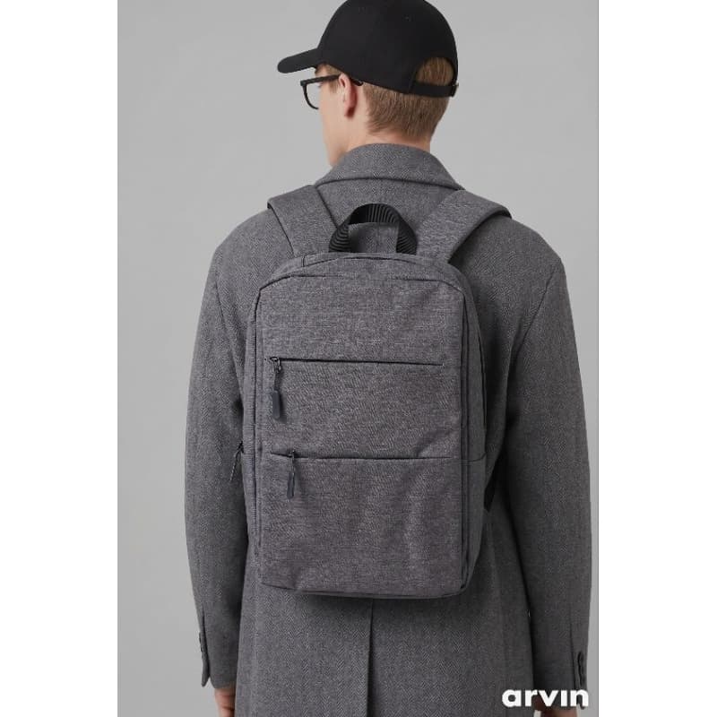 mochila executiva cinza ziper premium luxo